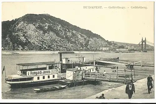 Ungarn, Budapest, Donau Schiff m. Personen, 1912 gebr. sw-AK