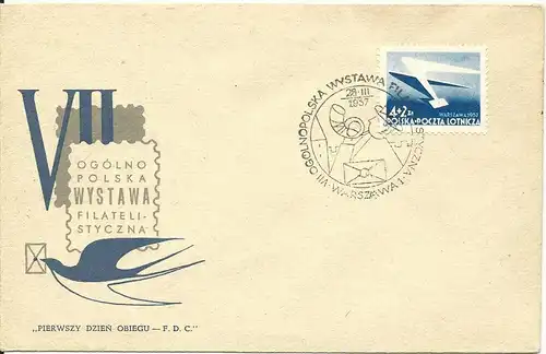 Polen 1957, FDC 7. Nat. Briefmarken Ausstellung Warschau