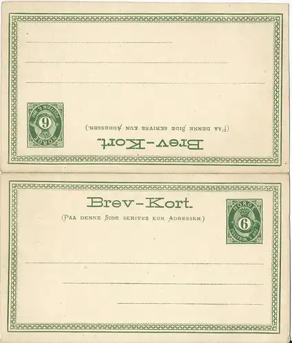 Norwegen P8, ungebr. 6 öre Doppel Ganzsache m. gr. Buchstaben 2. Zeile