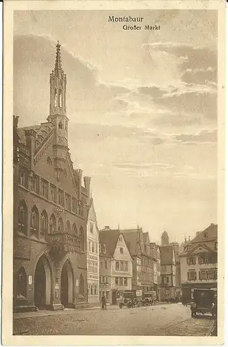 Montabaur, Gr. Markt m. Automobilen, 1927 gebr. sw AK 