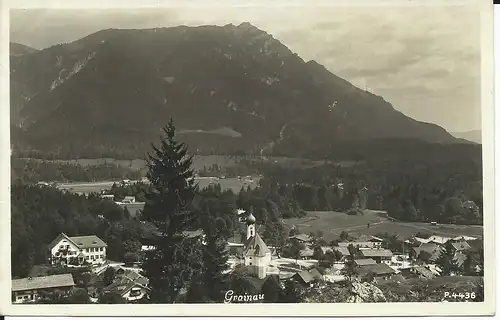 Grainau, Ortsansicht, 1933 gebr. sw Foto AK (Garmisch).