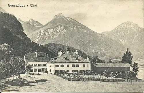 Weisshaus i. Tirol m. Gasthaus, 1906 v. REUTTE gebr. sw AK. 
