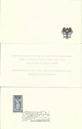 Österreich Christkindl 1970/75, 6 versch. Stempel auf Post Glückwunschkarten.