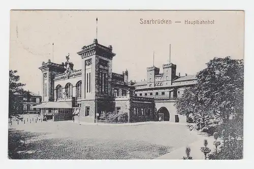 Saarbrücken Haupt Bahnhof, 1924 gebr. sw AK
