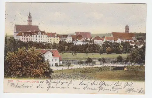 Donauwörth, Blick v. Bahnhof, 1906 gebr. Farb AK 