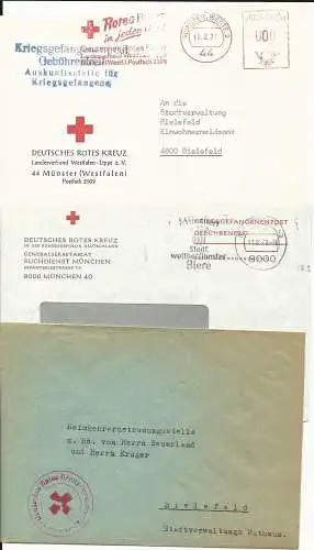 BRD, 3 späte KGF u. Heimkehrer Briefe von u. nach Bielefeld