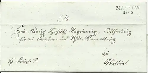 Preussen, Westpommern L2 MASSOW klar auf Brief n. Stettin.