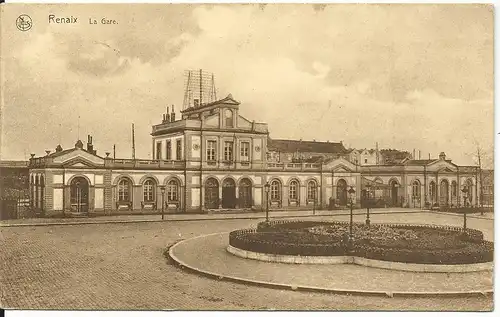 Belgien, Renaix Ronse Bahnhof, 1927 gebr. sw-AK. Sonderstpl. Textiel Centrum