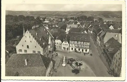 Volkach, gebr. Luftbild AK m. Marktplatz