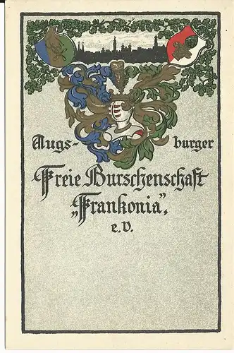 Augsburg, Burschenschaft Frankonia, ungebr. Studentika AK