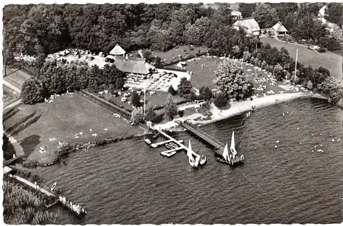 Bad Zwischenahn, Fährkroog in Dreihagen, 1961 gebr. Luftbild sw-AK