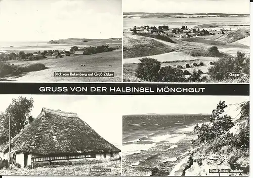 Gruss von der Halbinsel Mönchgut, gebr. Mehrbild sw-AK