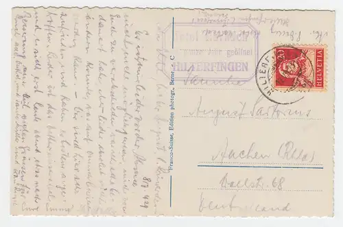 Schweiz 1929, 20 C. auf Hotel Karte v. HILTERFINGEN n. Deutschland.