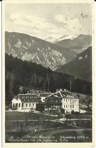 Küb am Semmering, Pension Wegererhof, NÖ, 1938 gebr. sw AK 