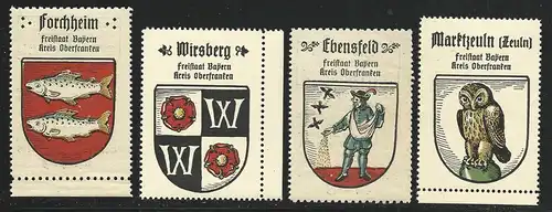 Bayern, Forchheim, Wirsberg, Ebensfeld, Marktzeuln, 4 Oberfranken Sammelmarken