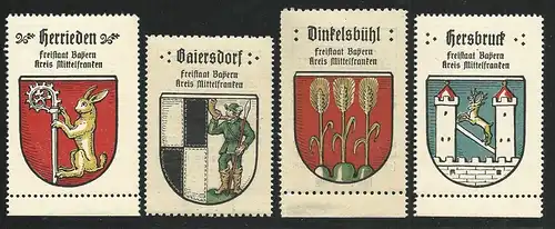 Bayern, Dinkelsbühl, Hersbruck, Herrieden, Baiersdorf, 4 Mittelfranken Marken