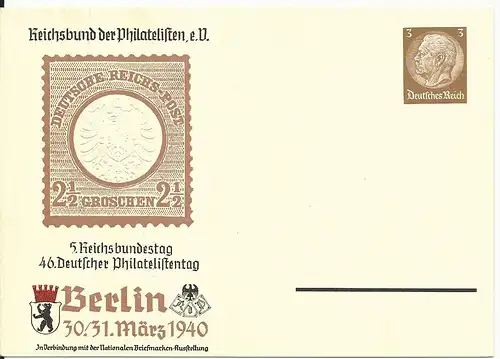 DR PP122/104-04, ungebr. 3 Pf. Privat Ganzsache 46. Dt. Philatelistentag Berlin