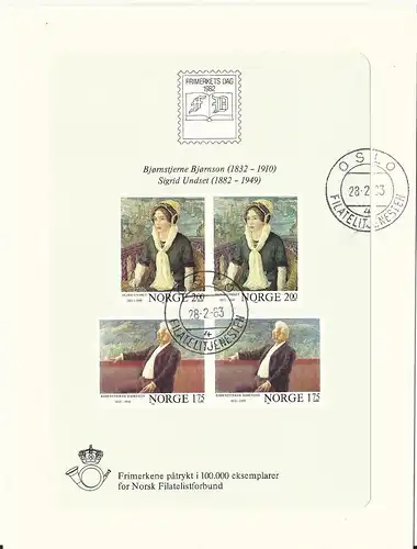 Norwegen Block 4, halboffizieller Souvenir Block auf Briefteil m. Stpl. Oslo