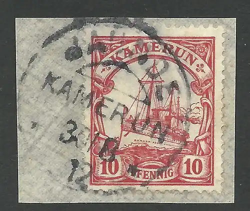 Kamerun 22, 10 Pf. auf Briefstück m. Stpl. JAUNDE