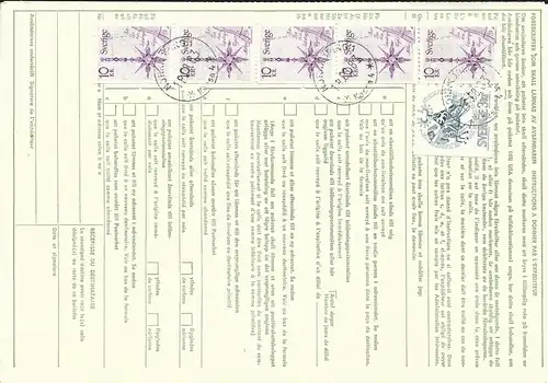 Schweden 1983, 7x10+5 Kr.auf Luftpost Paketkarte v. Norrköping n. Hong Kong