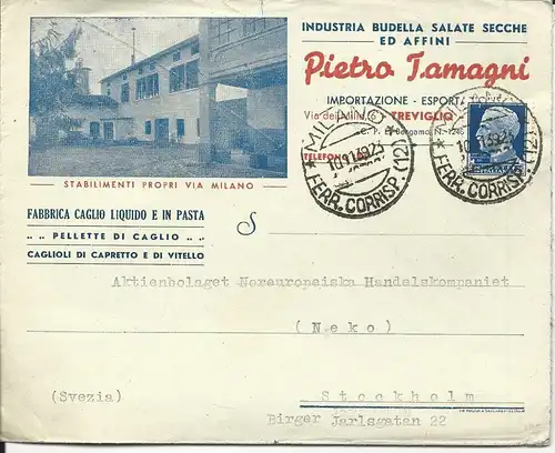 Italien 1939, 25 C. auf Reklame Bilder-Brief v. Milano n. Schweden