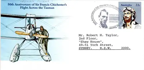 Australia 1981, 50th Anniv of Francis Chichester solo trans-Tasman flight cover