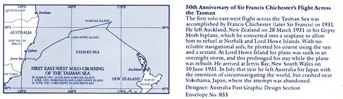 Australia 1981, 50th Anniv of Francis Chichester solo trans-Tasman flight cover