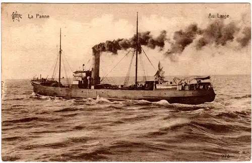 Dampfer La Panne, 1923 in Belgien gebr. sw-AK