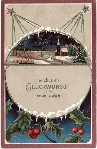 Glückwunsch zum neuen Jahre, 1908 v. Stuttgart gebr. Farb-Präge-AK