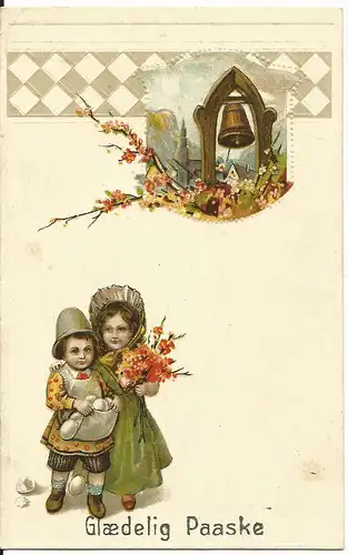 Glaedelig Paaske Frohe Ostern, ungebr. Farb-Präge-AK