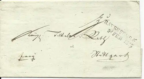 Württemberg 1847, L2 RAVENSBURG auf Franco Brief n. Stuttgart