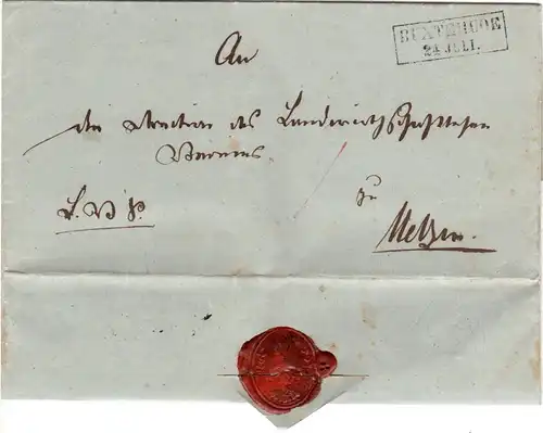 Hannover 1851, R2 BUXTEHUDE auf gesiegltem Brief m. kpl. Inhalt 