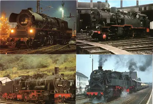 4 gebr. Eisenbahn Farb-AK m. Dampflokomotiven