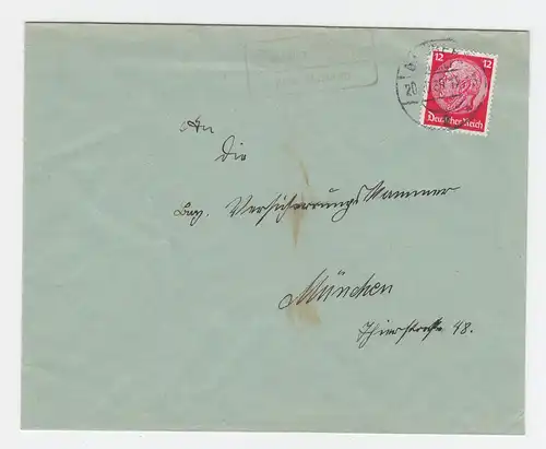 DR 1939, Burgellern über Bamberg, Landpost St.II Stpl. auf Brief m. 12 Pf. 