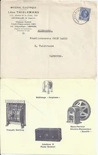 Belgien 1931, Elektro illustrierter Brief Umschlag v. Schaerbelk. 