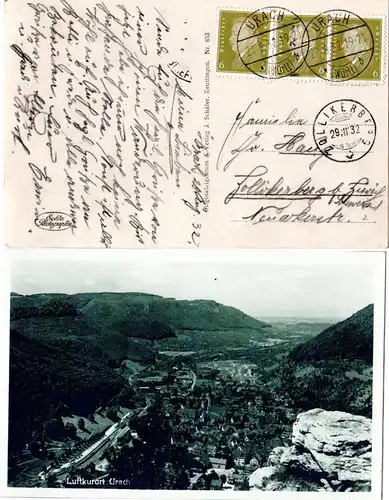 Urach von oben, 1932 gebr. sw-AK