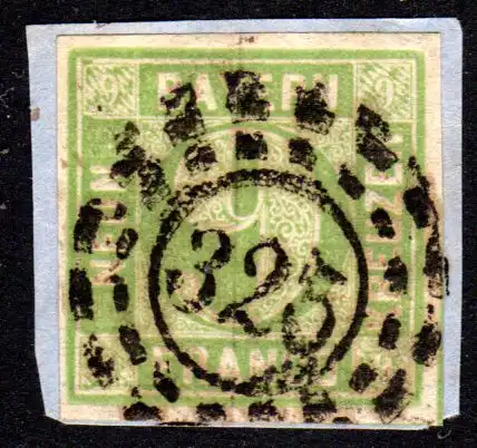 Bayern 5, breitrandige 9 Kr. Wappen auf schönem Briefstück m. oMR-Stpl. 325
