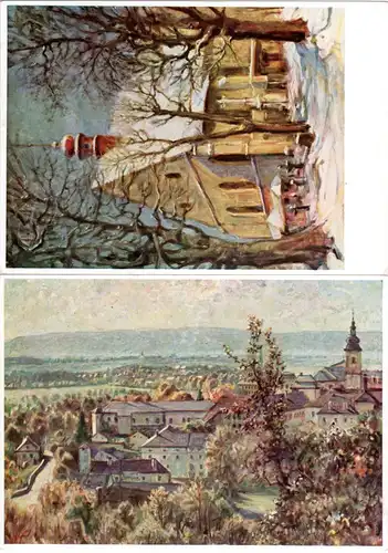 Tschechien, Trübau, 2 ungebr. Künstler Farb-AK