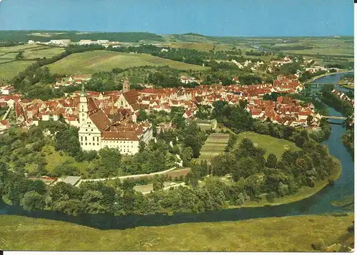 Donauwörth, Flugzeug Panorama Karte v. ca. 1965, ungebr. Farb-AK