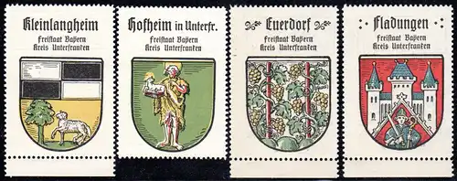 Bayern, Hofheim, Euerdorf, Fladungen, Kleinlangheim, 4 Unterfranken Sammelmarken