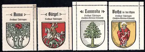 Auma, Bürgel, Tannroda, Vacha i.d. Rhön, 4 Thüringen Sammelmarken