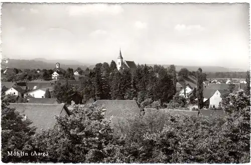 Schweiz, Möhlin Aargau, 1957 v. Riburg gebr. sw-AK m. dt. Nachporto
