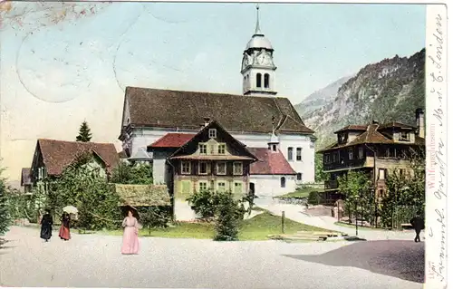 Schweiz, Wolfenschiessen Nidwalden, 1905 gebr. Farb-AK 
