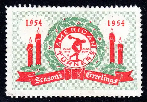 USA, AMERICAN TURNERS Season´s Greetings Weihnachten Vignette