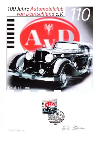 BRD 2043, Maybach auf Grafik-Druck d. Dt. Post. Limitierte Auflage. Zertifikat