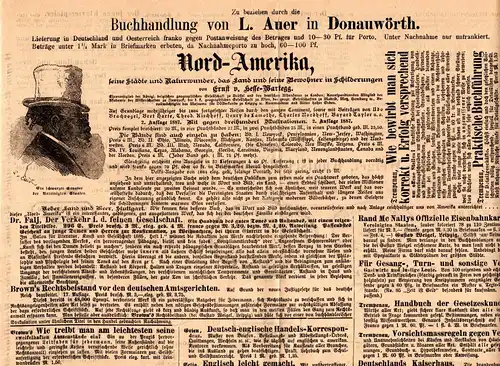 Donauwörth ca. 1890, Reklame Zeitung L. Auer in guter Erhaltung