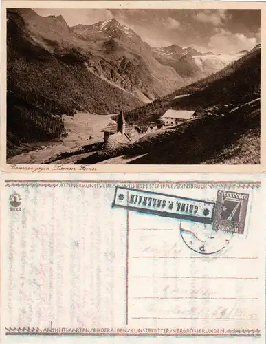 Österreich 1925, Praxmar sw-AK m. 7 Gr. u. Posthilfstellen-R1 GRIES, P. SELLRAIN