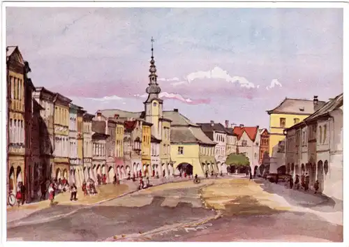 Zwittau Marktplatz, ungebr. Farb-AK