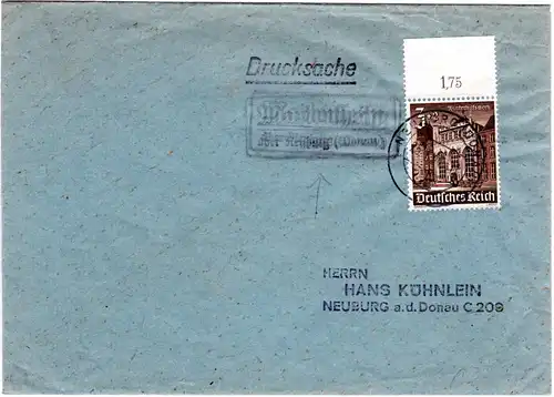 DR 1941, Landpost Stpl. MARIENHEIM über Neuburg auf Brief m. 3 Pf. WHW