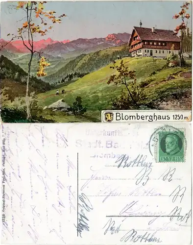 Blomberg Haus, Bad Tölz Unterkunftshaus, 1916 gebr. Farb-AK